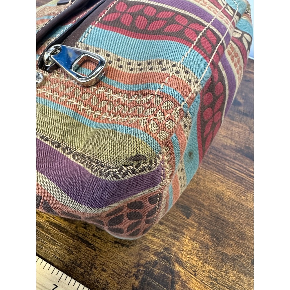 Fossil Patchwork Crossbody Shoulder Bag Canvas Leather Trim Purse Boho Y2K Style - Picture 8 of 16